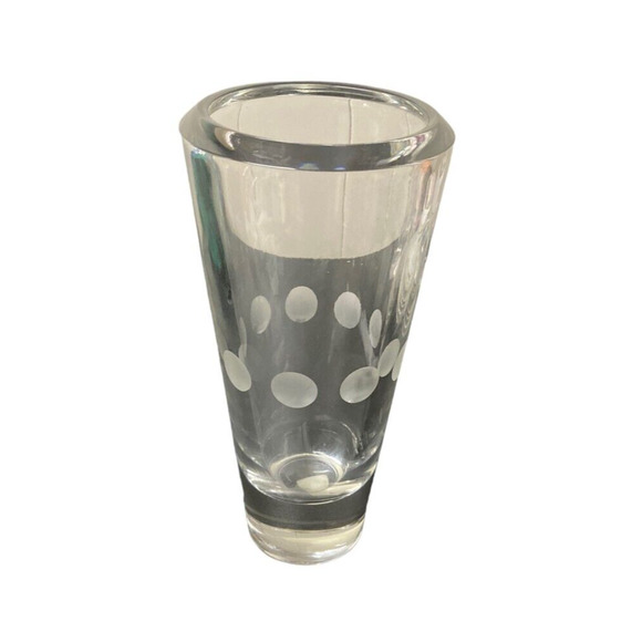 Vera Wang Wedgwood Full Lead Crystal Frosted Dot Vase 10" Made in Germany